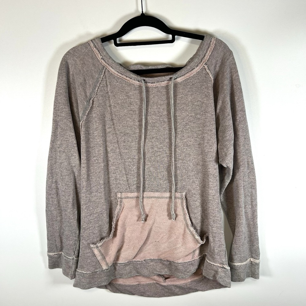Free People Heather Pink Cross-Back Sweatshirt‎ Size Sz Medium Casual Boho